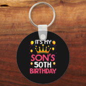 Het is de 50e verjaardag van mijn zoon Gefelicitee Sleutelhanger (Voorkant)