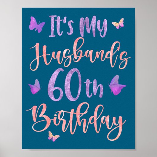 Het is de 60e verjaardag van de man Vlindergrafisc Poster (Voorkant)
