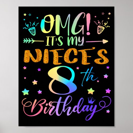 Het is de 8e verjaardag van mijn zus Gefeliciteerd Poster (Voorkant)