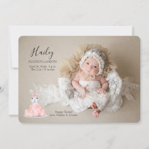 Het is de aankondiging van een meisjesfoto van Pas