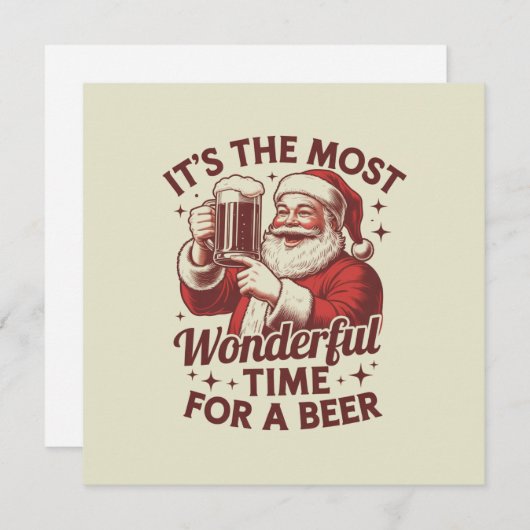 Het Is De Allerbeste Tijd Voor Een Bier Kerstman K Feestdagenkaart (Voorkant / Achterkant)