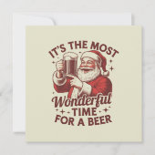 Het Is De Allerbeste Tijd Voor Een Bier Kerstman K Feestdagenkaart (Voorkant)