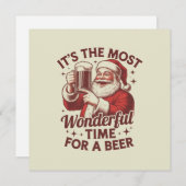Het Is De Allerbeste Tijd Voor Een Kerstman Bier K Feestdagenkaart (Voorkant / Achterkant)
