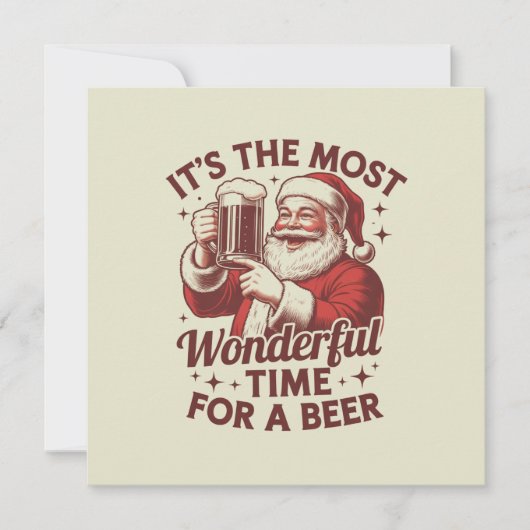 Het Is De Allerbeste Tijd Voor Een Kerstman Bier K Feestdagenkaart (Voorkant)