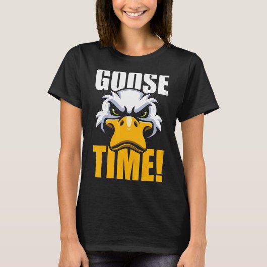 Het is de Angry Goose Time Bird Animal Goose T-shirt (Voorkant)