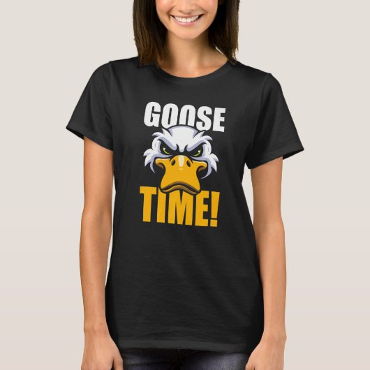 Het is de Angry Goose Time Bird Animal Goose T-shirt (Voorkant)