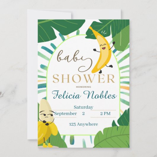 Het is de baby shower uitnodiging van Banana (Voorkant)