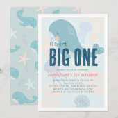 Het is de Big One Blue Whale 1e verjaardag Kaart (Voorkant / Achterkant)