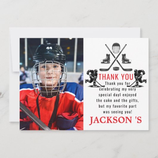 Het is de eerste verjaardag van Game Time Hockey Bedankkaart (Voorkant)