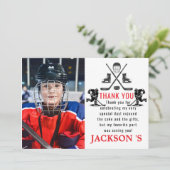 Het is de eerste verjaardag van Game Time Hockey Bedankkaart (Staand voorkant)