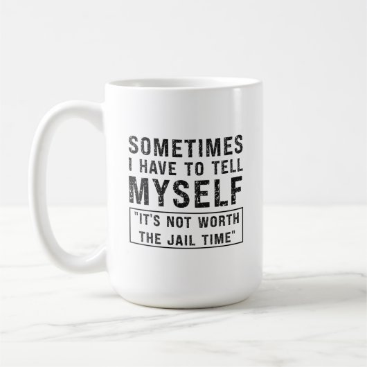 Het is de gevangenis niet waard, tijd grappig Humo Koffiemok (Links)