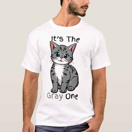 “Het Is De Grijze” Leuke Cartoonkat T-Shirt (Voorkant)