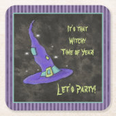 Het is de heksentijd van het jaar Halloween Kartonnen Onderzetters (Voorkant)