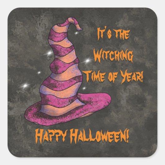 Het is de heksentijd van het jaar Halloween Vierkante Sticker (Voorkant)