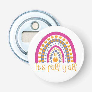 Het is de herfst van de pompoenregenboog. button flesopener