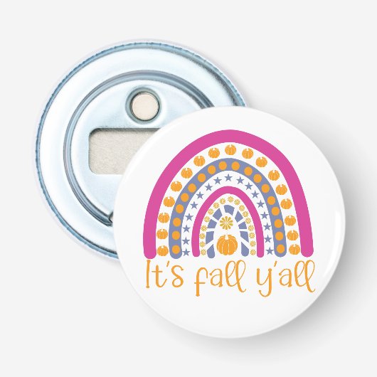 Het is de herfst van de pompoenregenboog. button flesopener (Voorkant)
