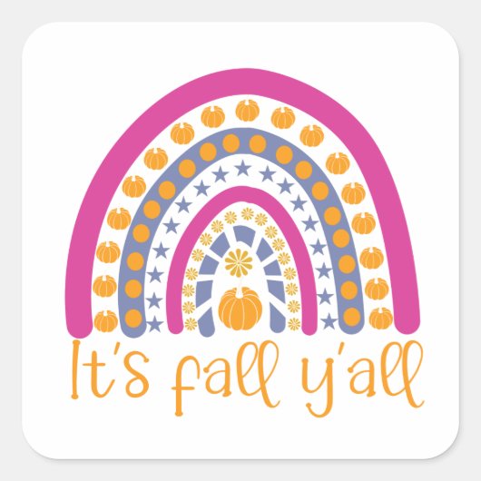 Het is de herfst van de pompoenregenboog. vierkante sticker (Voorkant)
