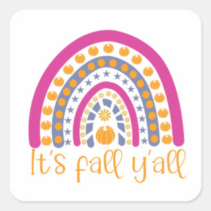 Het is de herfst van de pompoenregenboog. vierkante sticker