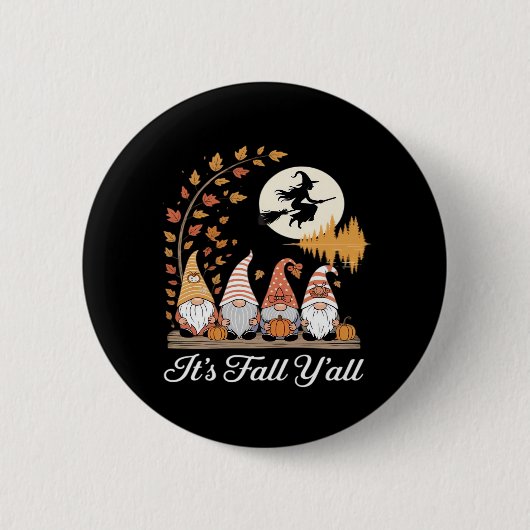 Het is de Herfst Y’all Gnomes Autumn Herfst Ronde Button 5,7 Cm (Voorkant)