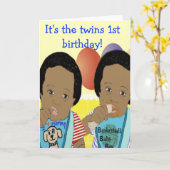 Het is de Kaart van de 1e verjaardag van de tweeli (Gele Bloem)