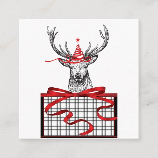 Het is de Kaart van de Kerstmis Deer Black White H (Voorkant)