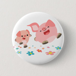 Het is de lente... twee Cartoon Pigs Button Badge.