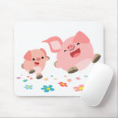 Het is de lente... twee Cartoon Pigs Mousepad. Muismat (Met muis)