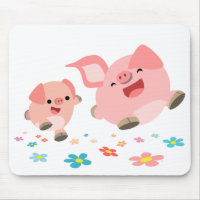 Het is de lente... twee Cartoon Pigs Mousepad.