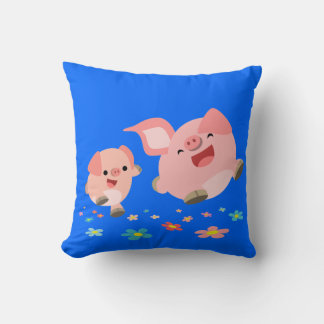 Het is de lente... twee Cartoon Pigs Pillow. Kussen