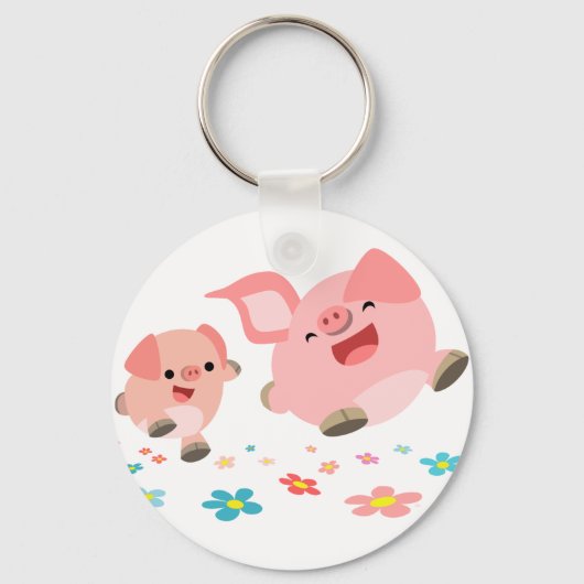 Het is de lente... twee Cartoon varkens Sleutelhan Sleutelhanger (Voorkant)