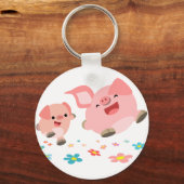 Het is de lente... twee Cartoon varkens Sleutelhan Sleutelhanger (Voorkant)