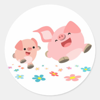 Het is de lente... twee Cartoon varkens Sticker