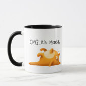 Het is de maandag Blues Funny Yellow Cat Gift. Koffiemok (Links)