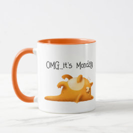 Het is de maandag Blues Funny Yellow Cat Gift. Koffiemok