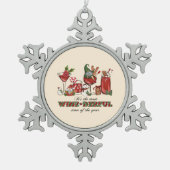 Het is de meest wijn-derful tijd tin sneeuwvlok ornament (Voorkant)
