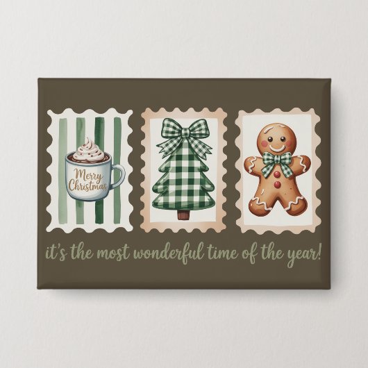 Het is de meest wonderbaarlijke tijd Kerst Gingerb Button (Voorkant)