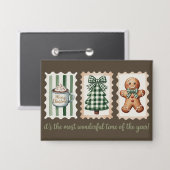 Het is de meest wonderbaarlijke tijd Kerst Gingerb Button (Voorkant / Achterkant)