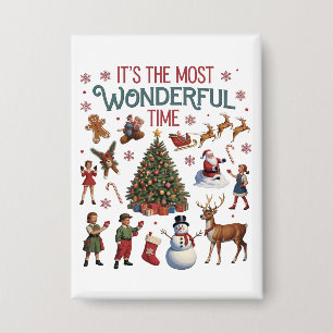 Het is de meest wonderbaarlijke tijd Kerstmis Vint Button