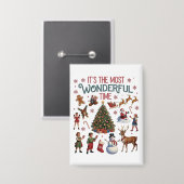 Het is de meest wonderbaarlijke tijd Kerstmis Vint Button (Voorkant / Achterkant)