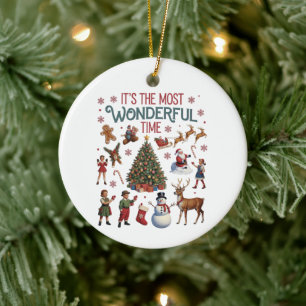 Het is de meest wonderbaarlijke tijd Kerstmis Vint Keramisch Ornament