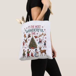 Het is de meest wonderbaarlijke tijd Kerstmis Vint Tote Bag