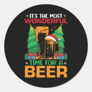 Het is de meest wonderbaarlijke tijd voor een bier ronde sticker