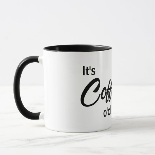 Het is de mok van de koffieklok. (Links)