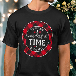 'Het is de mooiste tijd' Kerst Rood Zwart T-shirt