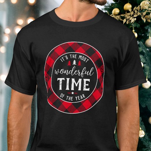 'Het is de mooiste tijd' Kerst Rood Zwart T-shirt