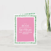 Het is de mooiste tijd Modern Pink & Green Feestdagen Kaart (Voorkant)