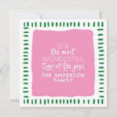Het is de mooiste tijd Modern Pink & Green Feestdagenkaart (Voorkant)