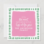 Het is de mooiste tijd Modern Pink & Green Feestdagenkaart (Voorkant)