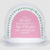 Het is de mooiste tijd Modern Pink & Green Sneeuwbol (Voorkant)