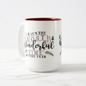 Het is de mooiste tijd... tweekleurige koffiemok (Voorkant links)